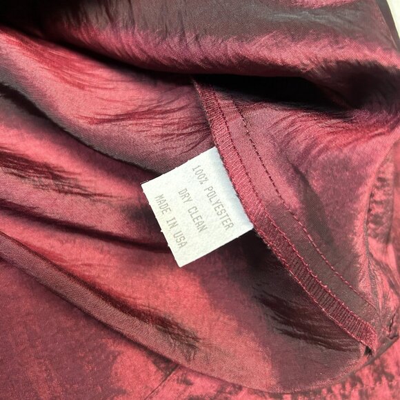 A La Mode by XiAO Ruffle Neckline Double-Breasted Blouse Jacket Small Burgundy - Picture 4 of 8